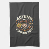 Herbst Hund Kürbis Pfoten Geschirrtuch (Vertikal)