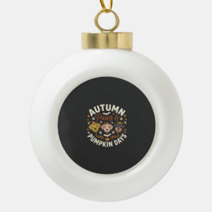 Herbst Hund Kürbis Pfoten Keramik Kugel-Ornament