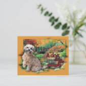 Herbst - Hunde Lieben Mehr - Shihpoo - Maggie Postkarte (Stehend Vorderseite)