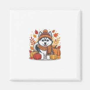 Herbst Husky-Kürbisse Erntedankfest Kuscheliger Ti Magnet