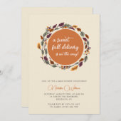 Herbst Hütte Core Boho Blätter Babydusche Einladung (Vorne/Hinten)