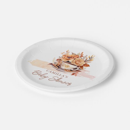 Herbst Hütte Core Teacup Babydusche Pappteller (Schrägansicht)