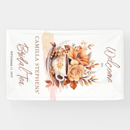 Herbst Hütte Core Teacup Bridal Teedusche Banner (Horizontal)