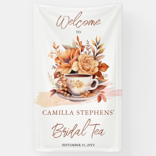 Herbst Hütte Core Teacup Bridal Teedusche Banner (Vertikal)