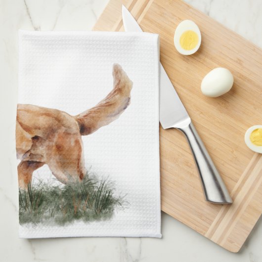 Herbst Hütte Erntedank Gras Running Hund Geschirrtuch (Viertel Falte)