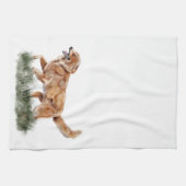 Herbst Hütte Erntedank Gras Running Hund Geschirrtuch (Horizontal)