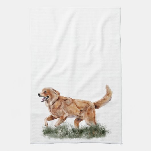 Herbst Hütte Erntedank Gras Running Hund Geschirrtuch (Vertikal)