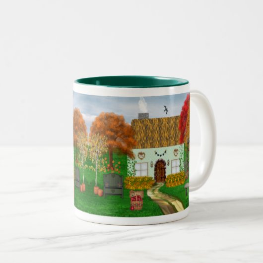 Herbst-Hütten-Tasse Zweifarbige Tasse (VorderseiteRechts)