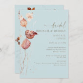 Herbst Icy Blue Bridal Brunch & Bubbly Einladung (Vorne/Hinten)