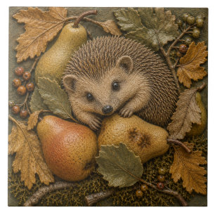 Herbst-Igel & Birnen Waldtiere Fliese