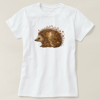 Herbst-Igel-Wald-Silhouetten-Kunst T-Shirt