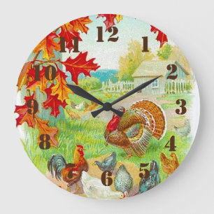 Herbst im Bauernhof Rustikale Küche Große Wanduhr