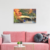 Herbst im Central Park: Boote durch Bow Bridge #01 Leinwanddruck (Insitu (Wohnzimmer))