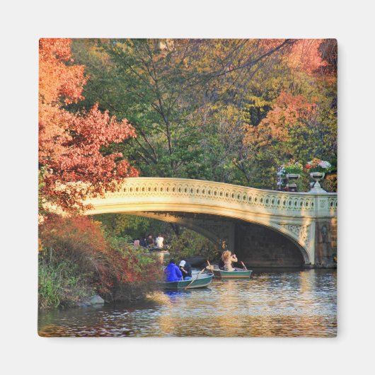 Herbst im Central Park: Boote durch Bow Bridge #01 Magnet (Vorne)