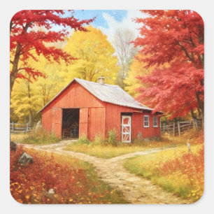 Herbst im Land Quadratischer Aufkleber