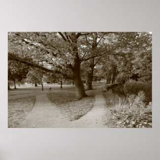 Herbst im Park - Sepia Toned BW Poster