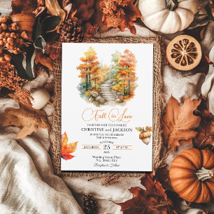 Herbst im Wald der Liebe Elegante Hochzeit Einladung