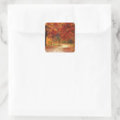 Herbst im Wald Quadratischer Aufkleber (Tasche)