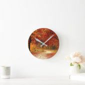 Herbst im Wald Runde Wanduhr (Zuhause)