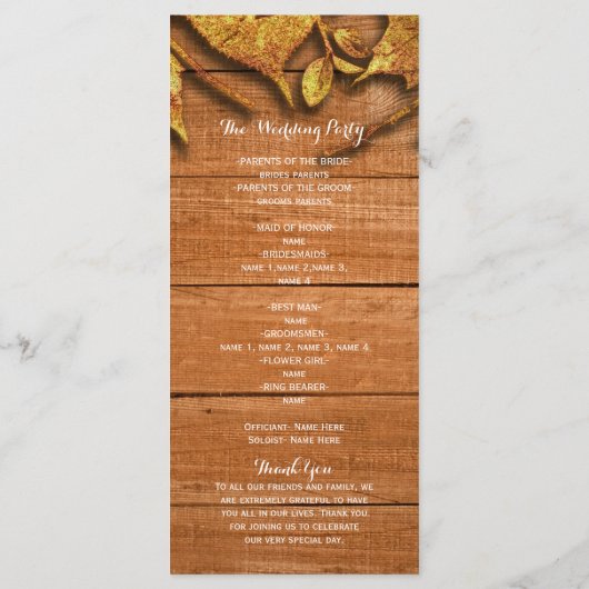 Herbst Imitate Goldenes Leaf Kunst, Dichtung und M Programm (Rückseite)