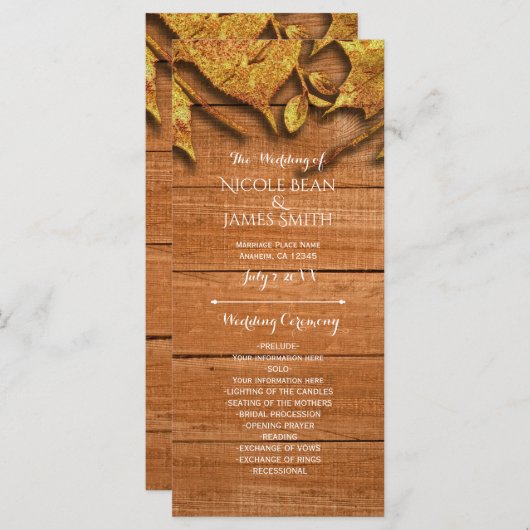 Herbst Imitate Goldenes Leaf Kunst, Dichtung und M Programm (Vorne/Hinten)