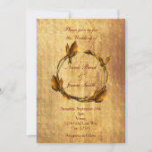 Herbst-Imitate Goldleaf & Stick-Wraath-Hochzeit Einladung (Vorderseite)