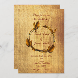 Herbst-Imitate Goldleaf & Stick-Wraath-Hochzeit Einladung