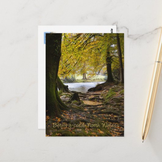 Herbst in Betws-y-coed, Nordwales Postkarte (Vorderseite/Rückseite Beispiel)