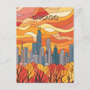 Herbst in Chicago Illinois TRavel Postkarte