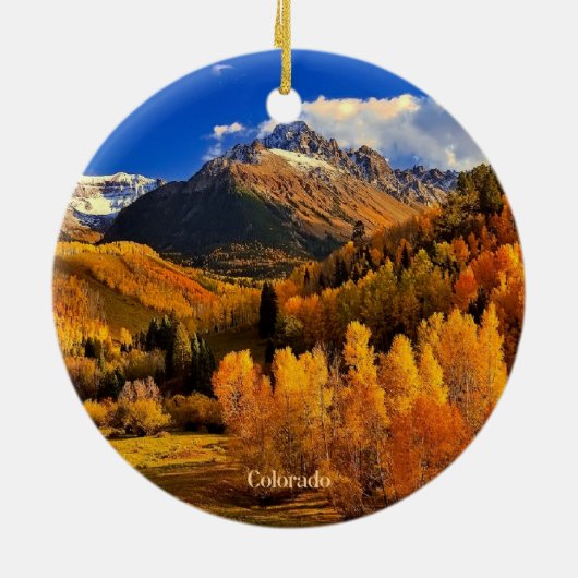 Herbst in Colorado Keramik Ornament (Hinten)