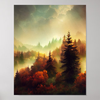Herbst in der Berglandschaft Poster