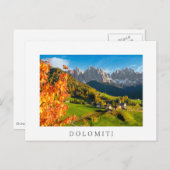 Herbst in der Dolomiten-Landschaft mit Kirche Postkarte (Vorne/Hinten)