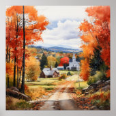 Herbst in der Kleinstadt Vermont Landschaft Wasser Poster (Vorne)