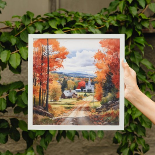 Herbst in der Kleinstadt Vermont Landschaft Wasser Poster