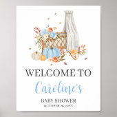 Herbst in der Liebe Blauer Kürbis Willkommen Poster (Vorne)