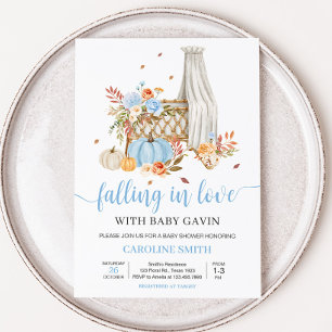 Herbst in der Liebe Blue Pumpkin Baby Dusche Einladung