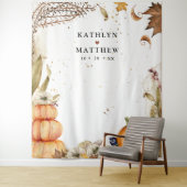 Herbst in der Liebe Botanische Kürbiskulisse Wandteppich (Beispiel)