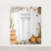 Herbst in der Liebe Botanische Kürbiskulisse Wandteppich (Vorderseite)