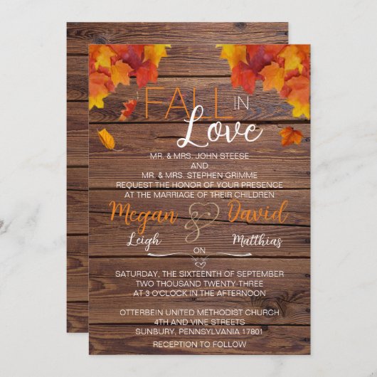 Herbst in der Liebe Einladung (Vorne/Hinten)