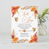 Herbst in der Liebe Elegante Boho Blumenhochzeit Einladung (Stehend Vorderseite)