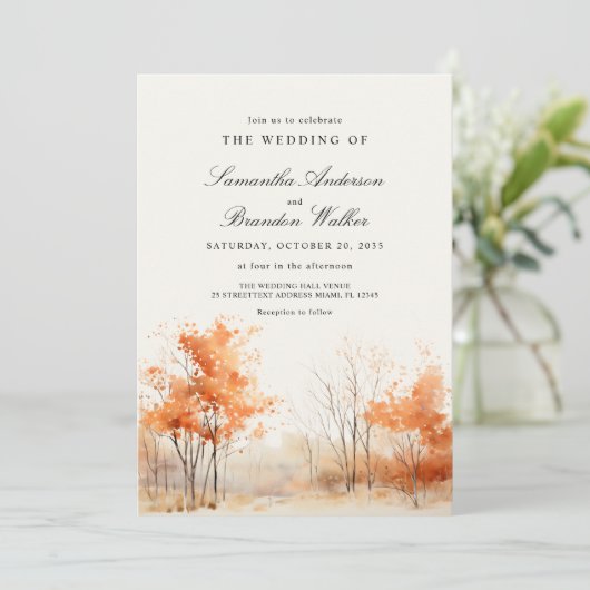 Herbst in der Liebe Foto Hochzeit Einladung (Stehend Vorderseite)