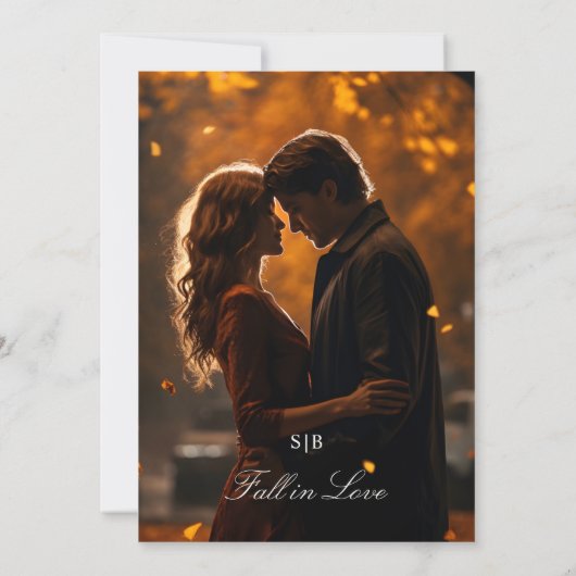 Herbst in der Liebe Foto Hochzeit Einladung (Rückseite)