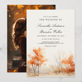 Herbst in der Liebe Foto Hochzeit Einladung