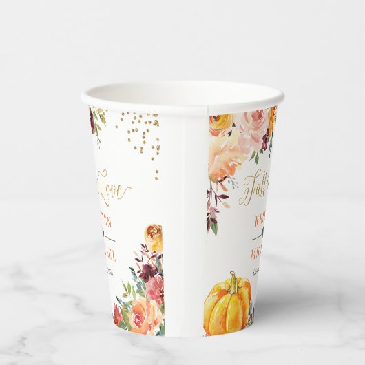 Herbst in der Liebe Goldene Herbstkürbis Pappbecher (Rechts)