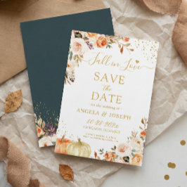 Herbst in der Liebe Goldflorenkürbis Hochzeit Save The Date