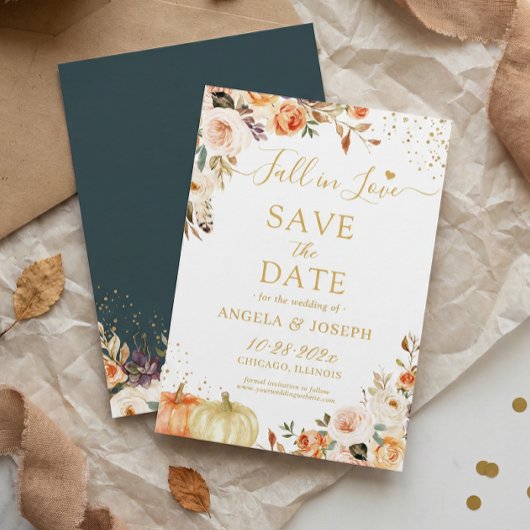 Herbst in der Liebe Goldflorenkürbis Hochzeit Save The Date