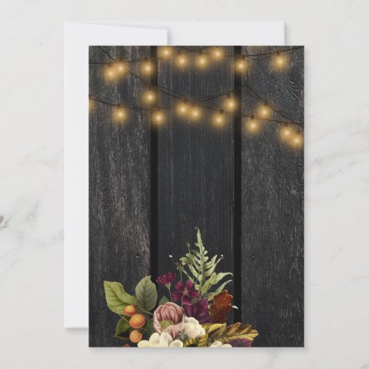 Herbst in der Liebe Herbst rustikale Blumenhochzei Einladung (Rückseite)