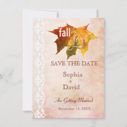 Herbst in der Liebe Hochzeit SPEICHERN DAS DATUM Save The Date (Vorderseite)
