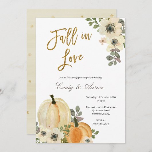 Herbst in der Liebe Kürbisfest Einladung (Vorne/Hinten)