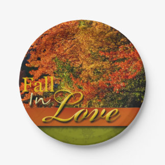 Herbst in der Liebe Landschaftlich rustikale Hochz Pappteller